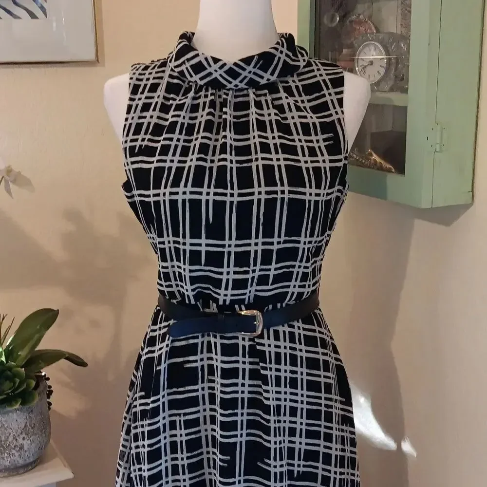 Karl Lagerfeld Black And White Plaid Dress. Career. Professional.
